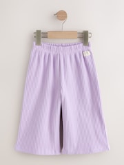 Lilac Purple Ribbed Wide Leg Trousers (3mths-7yrs) - Image 5 of 8