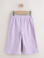 Lilac Purple Ribbed Wide Leg Trousers (3mths-7yrs) - Image 6 of 8