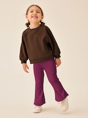 Burgundy Red Ribbed Flare Leggings (3mths-7yrs) - Image 2 of 10