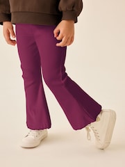Burgundy Red Ribbed Flare Leggings (3mths-7yrs) - Image 3 of 10