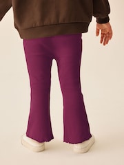 Burgundy Red Ribbed Flare Leggings (3mths-7yrs) - Image 4 of 10