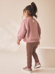 Chocolate Brown Ribbed Button Cuffed Leggings (3mths-7yrs) - Image 3 of 7