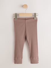 Chocolate Brown Ribbed Button Cuffed Leggings (3mths-7yrs) - Image 4 of 7