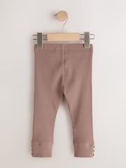 Chocolate Brown Ribbed Button Cuffed Leggings (3mths-7yrs) - Image 5 of 7