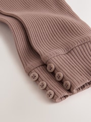 Chocolate Brown Ribbed Button Cuffed Leggings (3mths-7yrs) - Image 7 of 7