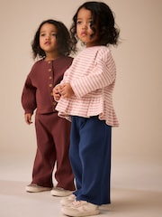 Navy Ribbed Wide Leg Trousers (3mths-7yrs) - Image 2 of 8
