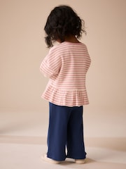 Navy Ribbed Wide Leg Trousers (3mths-7yrs) - Image 3 of 8