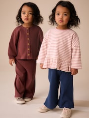 Navy Ribbed Wide Leg Trousers (3mths-7yrs) - Image 4 of 8