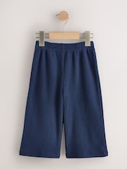 Navy Ribbed Wide Leg Trousers (3mths-7yrs) - Image 6 of 8