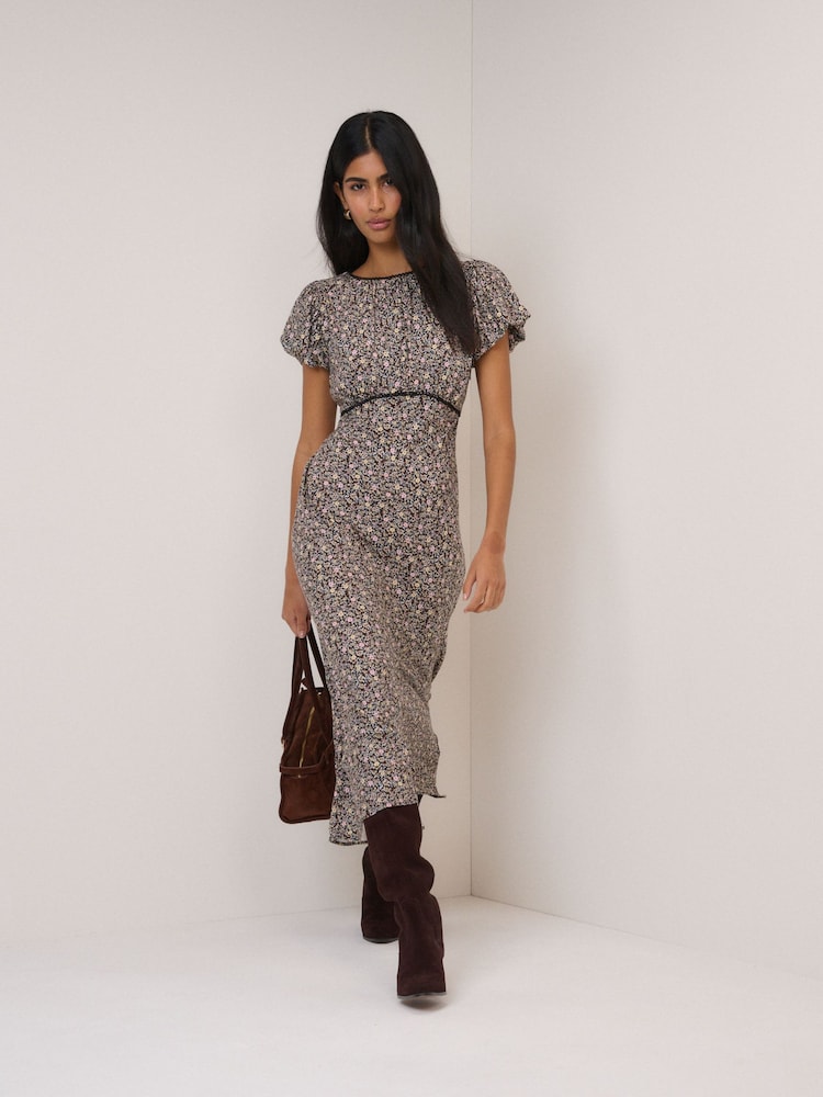 Nobodys Child Black Petite Sicily Midi Dress - Image 1 of 5