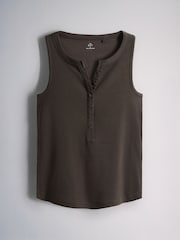 The Set 3 Pack Henley Rib Vest Chocolate brown/Taupe Brown/White - Image 2 of 6