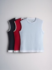 The Set 3 Pack Double Layer Vests Navy Blue/Light Blue/Red - Image 1 of 6