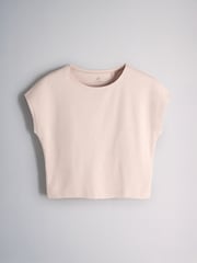 The Set 4 Pack Cap Sleeve Cropped T-Shirts Pink/Brown/Neutral/Cream - Image 4 of 7