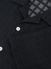 Reiss Navy Belardo Cotton-Blend Crochet Tile-Pattern Shirt - Image 8 of 8