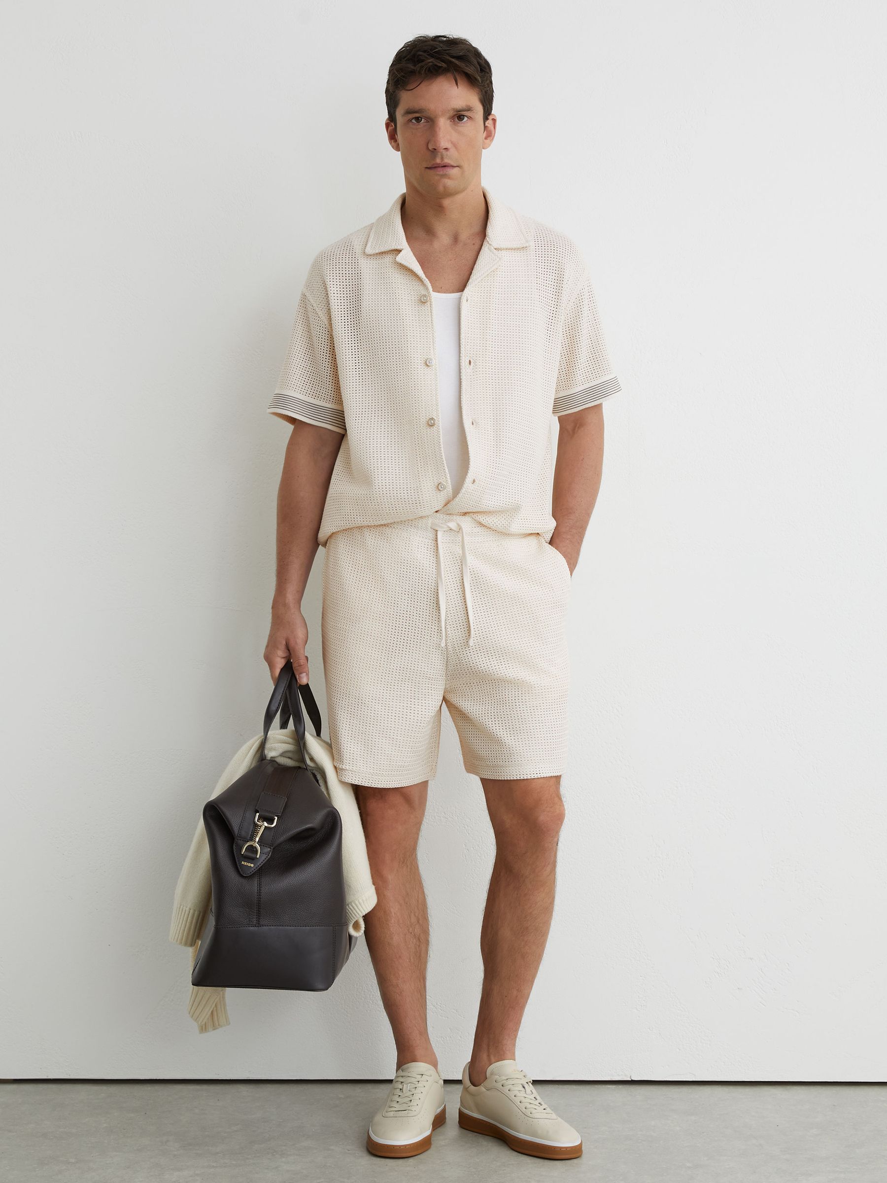Next：日本 Off White - Reiss Sedaros コットンブレンドサイドテープ