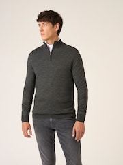 Gris antracita - Suéter de mezcla de merino con media cremallera Miles de Skopes - Imagen 2 de 5