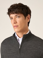 Gris antracita - Suéter de mezcla de merino con media cremallera Miles de Skopes - Imagen 4 de 5