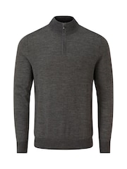 Gris antracita - Suéter de mezcla de merino con media cremallera Miles de Skopes - Imagen 5 de 5