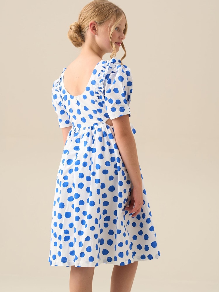 Angel & Rocket Amara Blue Puff Sleeve Spot Dress - Imagen 2 de 7 Angel & Rocket Amara Blue Puff Sleeve Spot Dress - Imagen 2 de 7