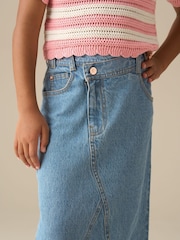 Angel & Rocket Blue Kendal Asymmetric Waist Denim Midi Skirt - Image 3 of 8