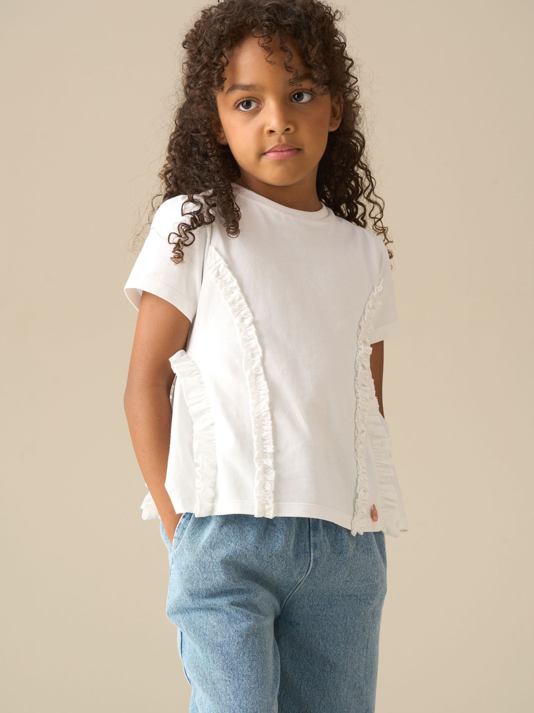 Buy Angel & Rocket White Pippa Woven Peplum Ruffle T-Shirts from