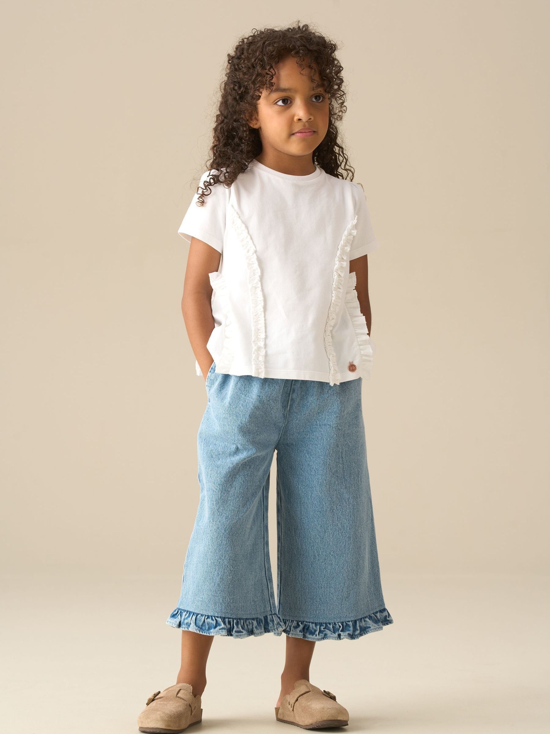 Buy Angel & Rocket White Pippa Woven Peplum Ruffle T-Shirts from