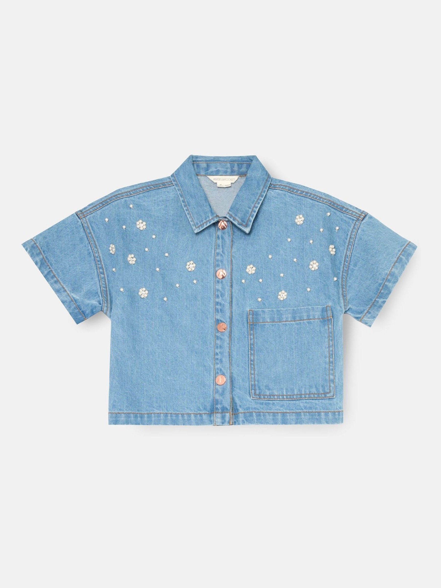 Cumpără Angel & Rocket Zeta Boxy Embellished Denim Shirt from Next