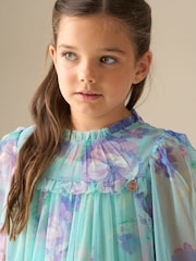 Angel & Rocket Green Beatrice Mesh Frill Dress - Image 3 of 8