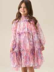 Angel & Rocket Pink Cara Printed Swing Mesh Dress - Image 10 of 17