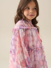 Angel & Rocket Pink Cara Printed Swing Mesh Dress - Image 12 of 17