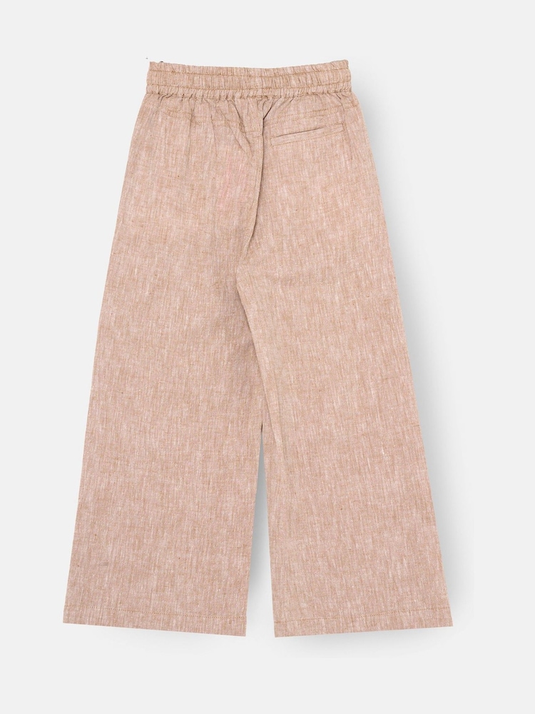 Angel & Rocket Cream Edison Cotton Flax Relaxed Fit Trousers - Image 6 of 6