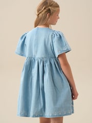 Angel & Rocket Blue Reyna Ivory Embroidered Swing Dress - Image 3 of 9