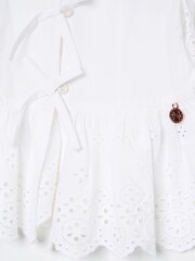 Angel & Rocket White Ria Broderie Tie Front Peplum Blouse - Image 8 of 8
