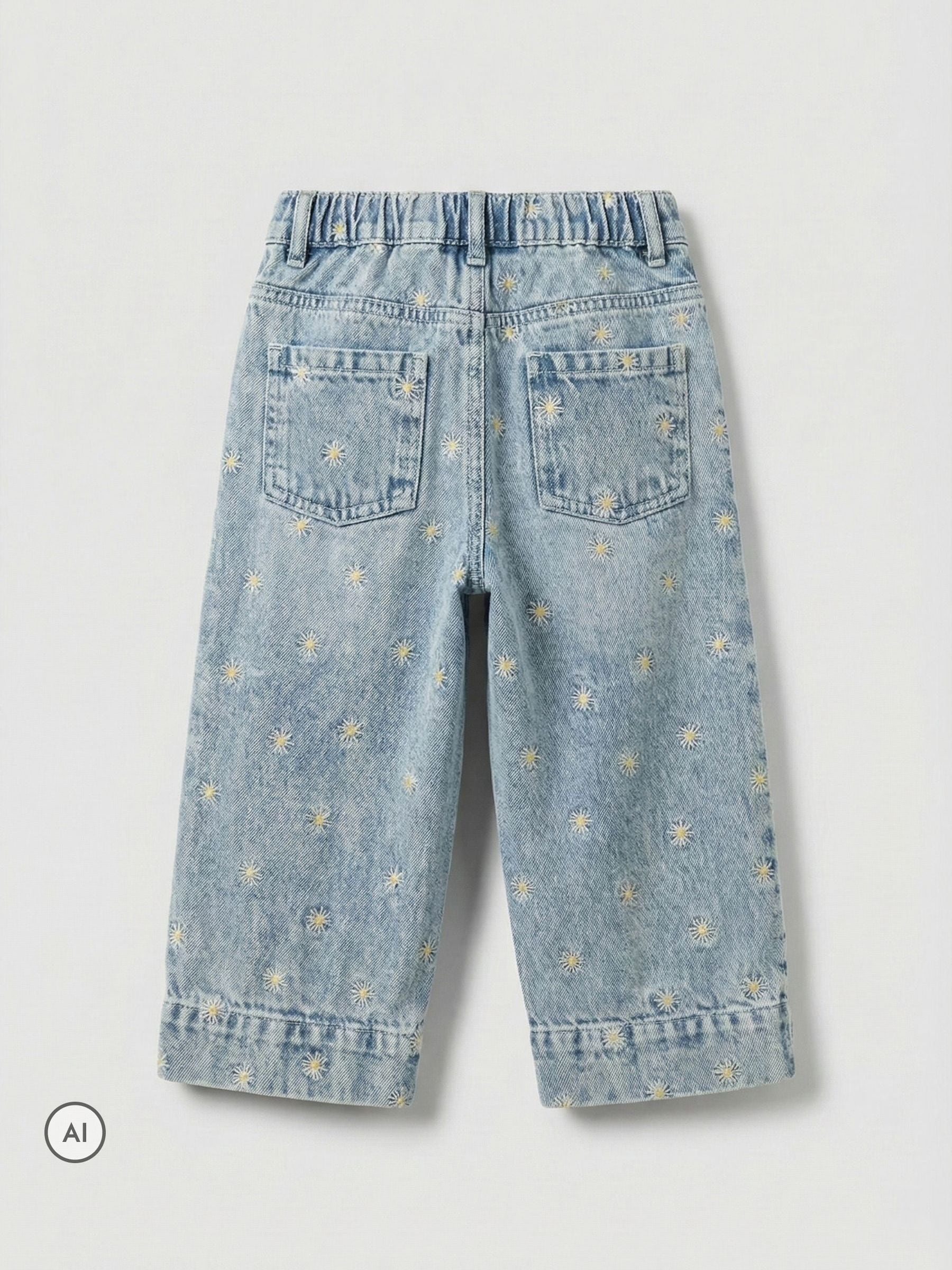 Buy Angel & Rocket Blue Kiki Embroidered Daisy Wide Leg Jeans from