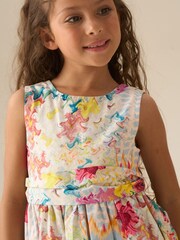 Angel & Rocket Yellow Seren Print Stripe Sash Waist Dress - Image 3 of 7