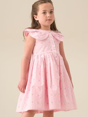 Angel & Rocket Pink Ellery Floral Stripe Petal Collar Dress - Image 2 of 8