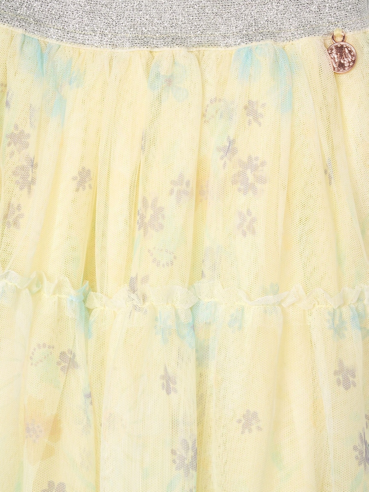 Angel & Rocket Yellow Mae Floral Print Mesh Skirt - Image 3 of 3 Angel & Rocket Yellow Mae Floral Print Mesh Skirt - Image 3 of 3