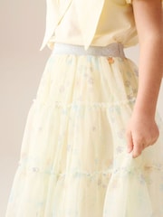 أصفر - Angel & Rocket Mae Floral Print Mesh Skirt - صورة 4 من 8