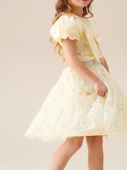 أصفر - Angel & Rocket Mae Floral Print Mesh Skirt - صورة 5 من 8