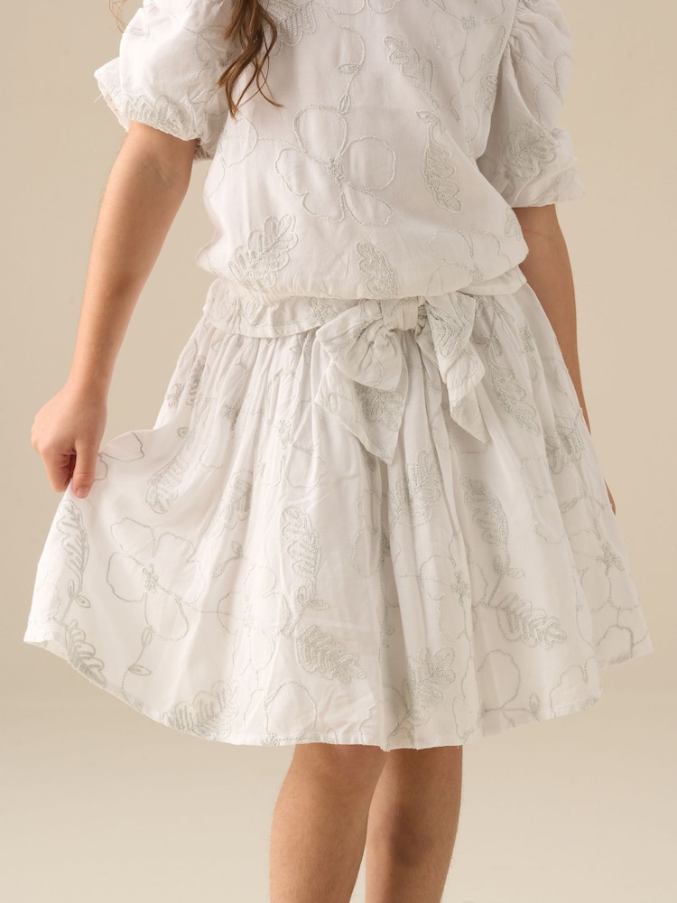 Angel & Rocket White Dalhia Floral Embroidered Skirt - Image 1 of 6