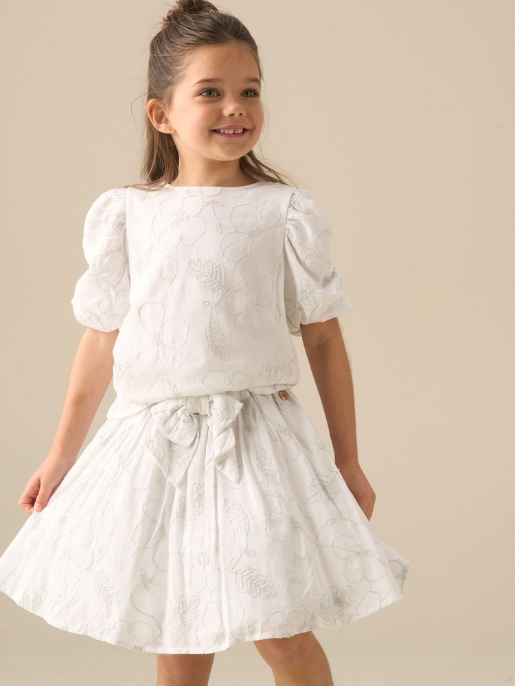 Angel & Rocket White Dalhia Floral Embroidered Skirt - Image 2 of 6