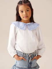 Angel & Rocket White Betty Stripe Long Sleeve Blouse - Image 1 of 6