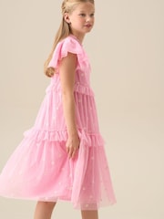 Angel & Rocket Pink Luisa Yellow Embroidered Mesh Dress - Image 5 of 8