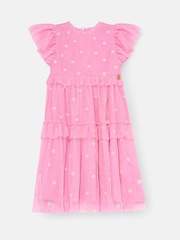 Angel & Rocket Pink Luisa Yellow Embroidered Mesh Dress - Image 6 of 8