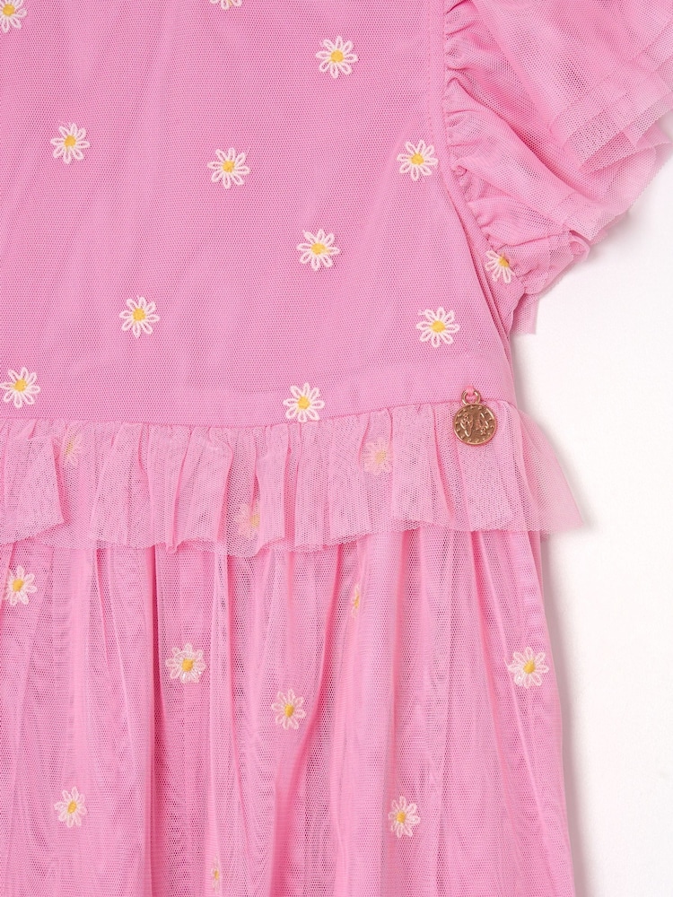 Angel & Rocket Pink Luisa Yellow Embroidered Mesh Dress - Image 8 of 8