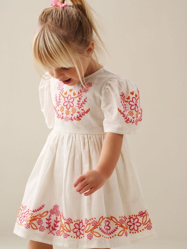 Angel & Rocket White Reyna Embroidered Swing Dress - Image 2 of 6 Angel & Rocket White Reyna Embroidered Swing Dress - Image 2 of 6
