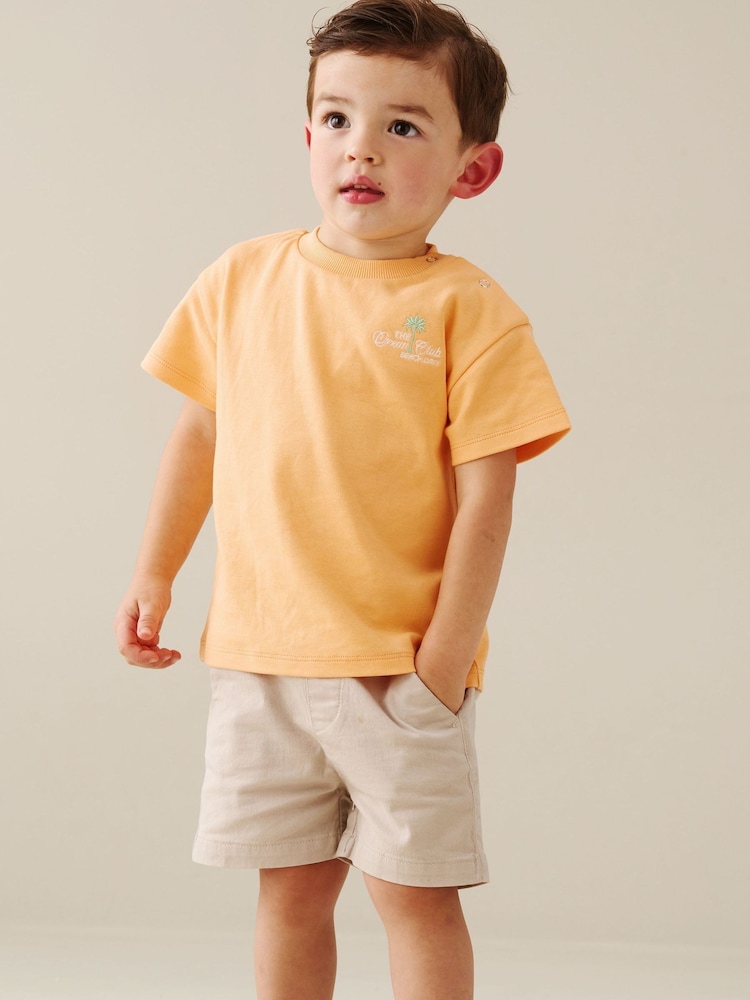 Angel & Rocket Orange Mini Crew Printed Yellow T-Shirt - Image 1 of 6
