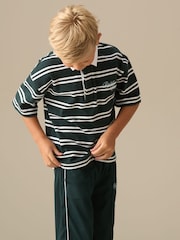 Angel & Rocket Green Rudy Textured Striped Boxy Rugby Shirt - Image 2 of 7