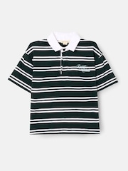 Angel & Rocket Green Rudy Textured Striped Boxy Rugby Shirt - Image 5 of 7