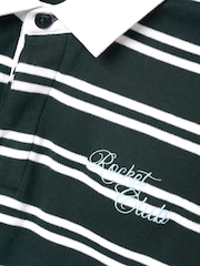 Angel & Rocket Green Rudy Textured Striped Boxy Rugby Shirt - Image 7 of 7